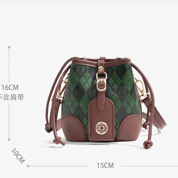 POHCE bucket bag 2023 NWT Green shoulder bag fashion texture bucket bag 2211 - Picture 4 of 12